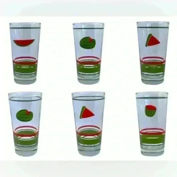 Set of 6 watermelon drinking glasses - Picture 1 of 10